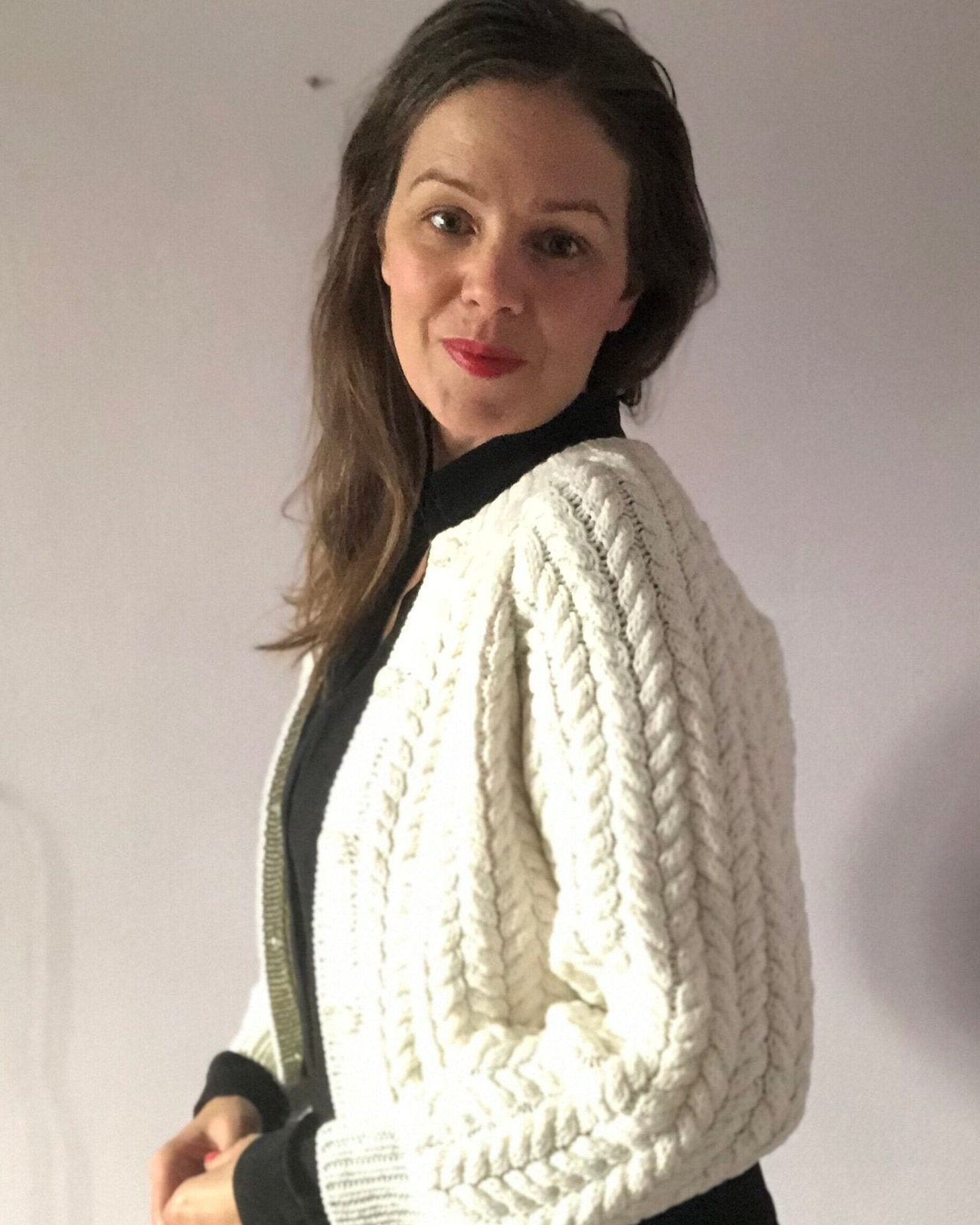 Twist and Shout Cardigan English Popknit knitting pattern