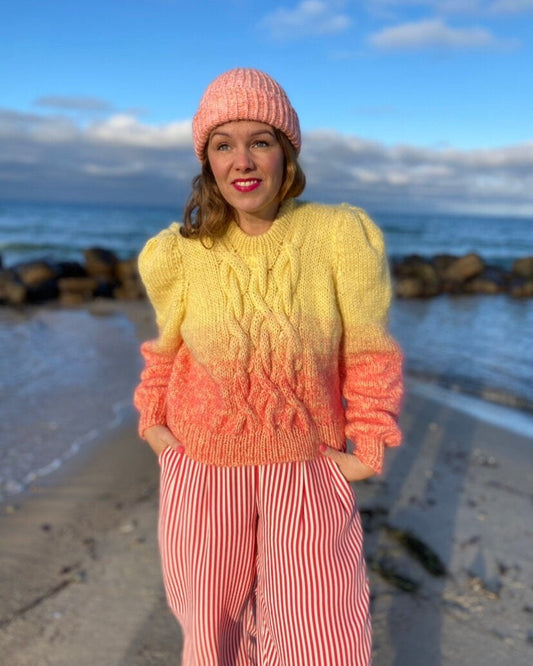 strikkeopskrift SHE'S A RAINBOW SWEATER DEUTSCH Popknit 