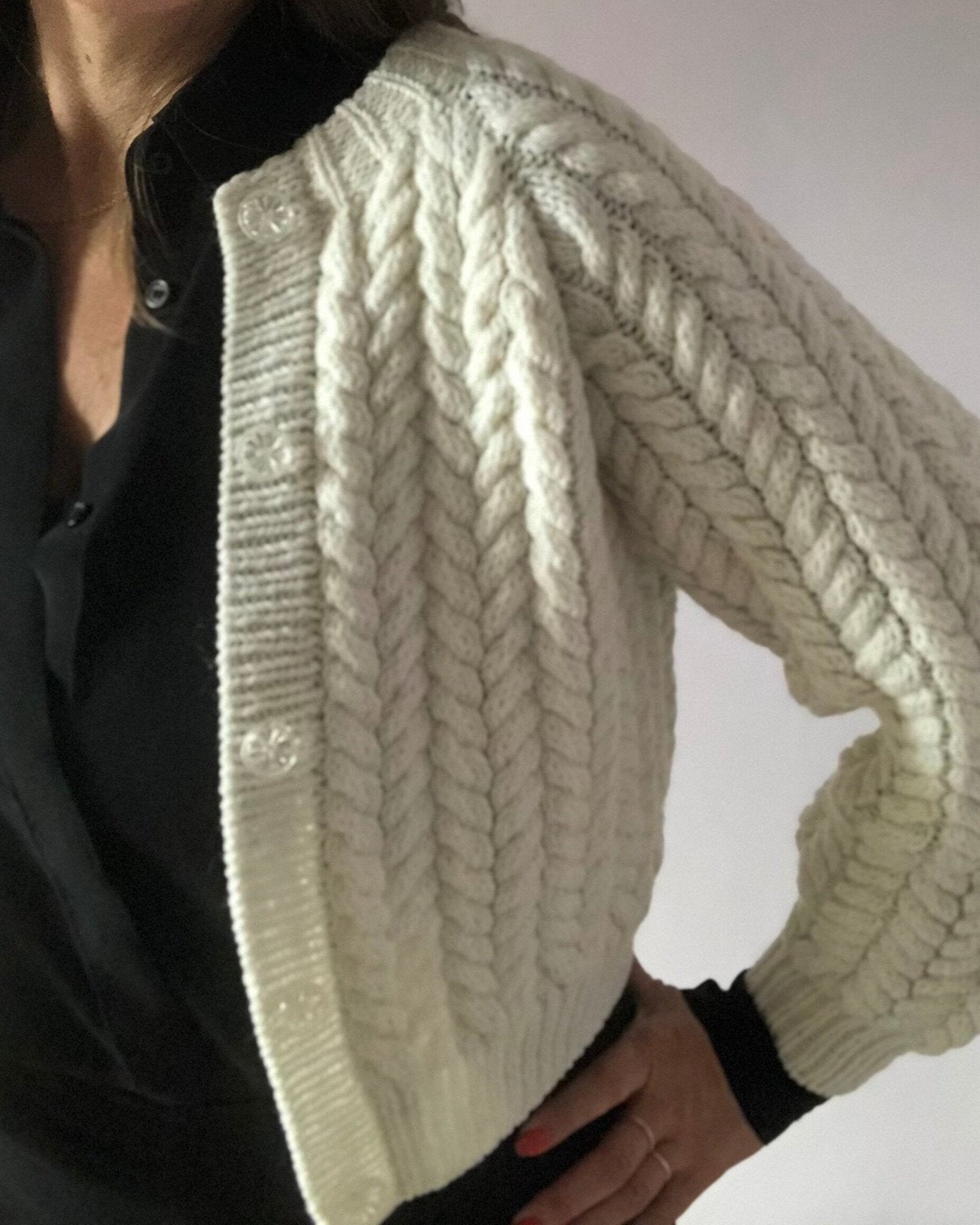 Twist and Shout Cardigan English Popknit knitting pattern